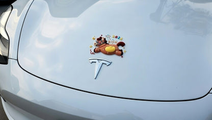 Year of the Horse 2026 Tesla Emblem Sticker – Chinese New Year Red Horse Decal for Tesla Model 3 Y S X